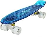 WeSkate 55cm Skateboard Complete Crystal 22' Cruiser Ywhb-35 Deck in Blau mit LED/Rollen in Weiß mit LED Deck mit LED und USB