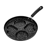 Frühstücksbraten für Eier Kochen Pfannkuchenpfanne Aluminium Hamburgerpfanne Antihaftpfanne UFr428 (Black, One Size)