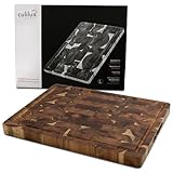 CULILUX® Gourmet Schneidebrett L Stirnholz Akazie 2-seitig 40 x 30 x 3 cm mit Saftrille antiseptisches Hirnholz Holzbrett als Schneidbrett und zum Servieren