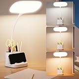 brightower Schreibtischlampe Kinder, Touch LED Schreibtischleuchte mit Stifthalter, 3 Farben&Stufenloses Dimmen,Schwanenhals Leselicht mit USB-Anschluss, für Büro, Schlafzimmer, Wohnzimmer