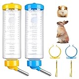 2 Stück Trinkflasche Kaninchen Hamster Trinkflasche Hasentränke Trinkflasche Kaninchentränke 250ml Nagertränke Kleintiertränke Hasenflasche mit Halterung für Hasen Meerschweinchen Nager