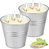 LOVICVKEM Citronella Kerze Outdoor groß,2 x 420ml Outdoor Kerzen Natürliche Sojawachs Zitronella Kerze Garten mit 3 Docht Natürliche Sojawachs Kerzen Groß Set für Garten,Terrasse,Brenndauer 170 Std