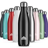 Mont-Clair Trinkflasche Edelstahl - Thermosflasche - BPA-freie - Water Bottle, Edelstahl trinkflasche 500ml - 24h Kalt & 12h Warm - Trinkflasche Auslaufsicher - Thermos Trinkflasche - Schwarz