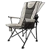 CHICHILL Campingstuhl Faltbar, Ultragroß Klappstuhl Camping Einstellbar Hochlehner Luxus Stuhl Angelstuhl für Übergewichtige Klappstühle bis 180kg Campingstühle für Outdoor und Reisen (Grey)