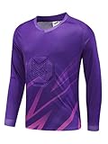 CHICTRY Torwart Shirt Herren Gepolstert Langarm Patchwrok Kompressionsshirt Trainingsshirt Sportshirt Slim Fit Atmungsaktiv Sportkleidung Violett 3XL