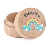 Zahndose Milchzähne, Holzdose Milch Zähne, Zahndose Milchzahndose Junge & Mädchen - zur Taufe und Geburtstag Geschenke für Neue Eltern (Regenbogen)