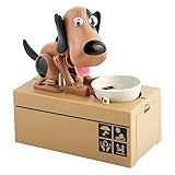 LUFEIS Hungriger Hund Spardose, Hundesparschwein, Hungrige Spardose Kinder Spardose Hund Frisst Geld,Süße Hunde Stiehlt Münzen Wie Magische Münze Knabbert Spardose Geburtstagsgeschenk für Kinder-Braun