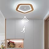 LED Deckenlampe mit Bewegungsmelder, 26W Holz Deckenlampe 6000K Kaltweiß Innen Sensor Leuchte, für Flur, Treppe, Veranda, Garage, Abstellraum, Keller Ø30 cm