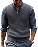 Strickweste Herren Woll Business Pullunder V-Ausschnitt Elegant XL V-Dunkelgrau