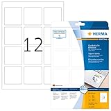 HERMA 10109 Universal Etiketten ablösbar, 25 Blatt, 60 x 60 mm, 12 pro A4 Bogen, 300 Stück, selbstklebend, bedruckbar, matt, quadratisch, blanko Papier Klebeetiketten Aufkleber, weiß