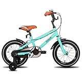 STITCH 16 Zoll Kinderfahrrad für 4 5 6 Jahre Mädchen & Jungen, Kinderfahrrad mit Stabilisatoren, 95% montiert,Leichtes Grün