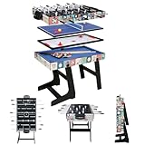 HLC 4-in-1-Spieltisch Kombt-Tisch für Poolbillard/Air Hockey/Tischtennis/Tisch-Fußball mit klappbaren Beinen, 1,2 m