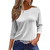 Tunika Damen 3/4 Langarm Arm Shirt Damen Damen 3/4 Arm Oberteil Damen Shirt 3/4 Arm Schwarzes Top Damen Oberteile Basic Shirt Damen Damen Tunika Poloshirts Für Damen White L