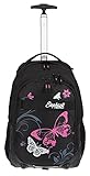 ELEPHANT Trolley Hero Signature Schultrolly Schulrucksack mit Rollen Schultrolley Motiv 12680 (Butterfly Black PINK)