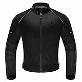 IRON JIA’S Motorradjacke Herren Abnehmbare Zertifizierte Motorradprotektoren Sommer Reiten Mesh atmungsaktiv komfortabel Herren Biker Jacke Schwarz-L