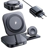 LISEN 3 in 1 Ladestation, Mehrere Geräte Magsafe Ladestation Apple Watch und iPhone 16, Reisen Wireless Charger Stand Bequem iPhone Ladestation Fit Apple Watch Airpods 16