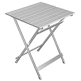 WOLTU Alu Tisch Klapptisch Campingtisch Balkontisch Gartentisch Klappbar aus Aluminium, 50.5x47x59.5cm (LxBxH) Beistelltisch für Garten, Terrasse und Balkon, Silber, CPT8138sb