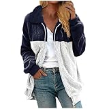 KDEIHT Hoodie Teddy Damen Wintermantel Winter Warm Mantel Lässiges Kapuzenjacke Teddyfutter Fleecejacke Loose Mantel Bequem Weich Übergangsjacke PlüSchjacke Oversize Jacke Fleece Jacke