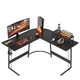 CubiCubi Gaming Tisch Eckschreibtisch 120 x 120 cm, Schreibtisch L Form für Gaming, Ecktisch Computertisch Mit Monitorständer, Platzsparend, Einfach zu Montieren Eck Tisch, Schwarz