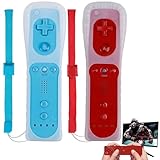 Aicharynic Wii-Fernbedienung, 2 Stück Gamecontroller Wii Controller Wireless Remote Bewegungssensor Vernbedinung Ersatz Gamepad Controller für Wii und Wii-Konsole, mit Handschlaufe und Silikonhülle