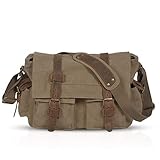 FANDARE Unisex Umhängetasche Schultertasche Segeltuch Laptoprucksäcke für 14 Zoll Laptop Kuriertasche Herren Damen Crossbody Messenger Bag Reise Schule Hochschule Arbeit Outdoor Schulranzen Hellbraun