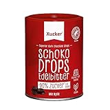 Xucker Schoko-Drops Edelbitter mit Xylit - Schokolade mit Xylit Zuckerersatz I Vegane Xucker Schokodrops I Zuckerreduzierte Süßigkeiten zum Backen (min. 75% Kakaoanteil / 200g)