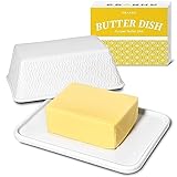 Butterdose Keramik Weiß für alle gängigen Butter (250g) - Hält Butter länger frisch - Spülmaschinengeeignet