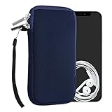 kwmobile Handytasche für Smartphones XL - 6,7/6,8' - Neopren Handy Hülle Dunkelblau - Handy Tasche 17,2 x 8,4 cm Innenmaße