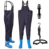 Wathose Kinder Anglerhose Wathose Wasserdichte AONYIYI PVC Nylon Teichhose Kinderwathose mit Stiefel Matschhose Angeln Jagd für Jungen Mädchen