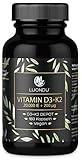 Luondu Vitamin D3 20.000 I.E + Vitamin K2 MK7 200 mcg Depot (180 Kapseln Hochdosiert & Vegan) hochdosiert I Ohne Zusätze, Hergestellt in DE