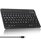 SENGBIRCH Deutsche Bluetooth Tastatur für iPad 10,2/iPad9,7/iPad Air/iPad Pro/iPad Mini/iPhone - Tastatur für Samsung A8/S7/S6/S9/S8, für Windows Android,Ultra-dünn mit Type-c Kabel