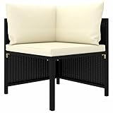 Tidyard Modular-Ecksofa mit Kissen Eckcouch Rattansofa Sofa-Eckteil Garten-Ecksitz Lounge-Sets als Couchtisch, Fußstütze und Mittelsofa Schwarz Poly Rattan