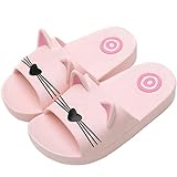 Sommer Katzen Hausschuhe Kinder Weiche rutschfeste Badelatschen Dusch Badeschuhe Mädchen Indoor Outdoor Slipper Schuhe Strand Pantoletten Sandalen Pink 34/35