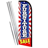 Furniture Sale (Starburst) Windstiller Federflaggen-Set mit Bodenhalterung (39 cm hohe Flagge, 38 cm hoher Fahnenmast)