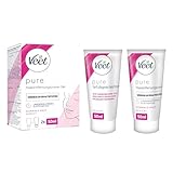 Veet Pure Haarentfernungscreme-Set Gesicht - Für Oberlippe, Wangen & Augenbrauen, normale Haut - 50 ml Enthaarungscreme, 50 ml Pflegecreme & Spatel