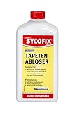 SYCOFIX Tapetenablöser hochwirksames Konzentrat, Tapetenentferner flüssig, Tapetenlöser mit Zitronenduft, löst und entfernt Raufaser- Papiert- Vlies- Vinyltapeten, Leimfarbe, 1l