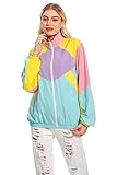 Seaehey 80er Jahre Jacke Trainingsjacke Damen Retro Trainingsanzug Tracksuit Sportswear Bunt Mantel Hip-Hop Disco 80er 90er Jahre Outfit Karneval Mottoparty