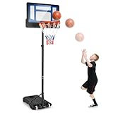 COSTWAY Basketballständer 90-210 cm höhenverstellbar, Basketballkorb mit Ständer & 2 Rädern, Korbanlage für Kinder, Jugendliche, Mobile Basketballanlage wetterbeständig Indoor Outdoor, Blau