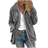 Teddyjacke Damen Warme Jacke Teddy Wintermantel Dicke Freizeit Winterjacke Einfarbig Plüschjacke mit Kapuze Cardigan Teddy Kapuzenjacke Bequem Weich Outdoorjacke Teenager Mädchen Mantel