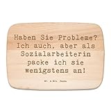 Mr. & Mrs. Panda Frühstücksbrett Spruch Sozialarbeiterin Probleme - Geschenk, Herausforderung, Geschenke mit Herz, Vertrauen, Stärke, liebevoll