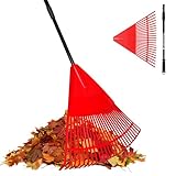 ORIENTOOLS Garten Laubrechen, Garten Rechen für Rasen Laub mit verstellbarem Griff 107 bis 156 cm Rechen, 22 Starke Zinken Kunststoff Kopf Strauch Rechen, Landschaftsbesen für Rasen und Blätter