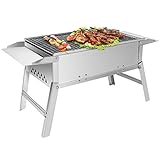 Sunjas Edelstahl Holzkohlegrill, Klappgrill Outdoor BBQ Grills, Portable Campinggrill - DREI Größen (55 x 26 x 32 cm)