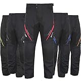 Ganzjahres-Motorradhose für Herren, Motocross, Offroad-Überhose, Touring, Abenteuer, Dual, Enduro, wasserdicht, CE-Protektoren (Rot, Taille 81,3 - 86,4 cm, Schrittlänge 76,2 cm)