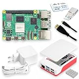 Raspberry Pi 5 8GB Starter-Kit | 128GB microSD | Offizielles 27W Netzteil | Offizielles Gehäuse mit Lüfter | 4K Micro HDMI Kabel 1m | Alu-Kühlkörper