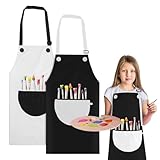 Molain 2 Stück Malschürze Kinder, Malkittel Kinder Mit Tasche schürze kinder schule malkittel schule Kochschürze Kinder für Malen Kochen Backen Gartenarbeit DIY Kunst(Grau und Schwarz)