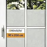 Hinrichs UV Fensterfolie Selbsthaftend - 90 x 200 cm Folie Fenster Sichtschutz Matt - Milchglasfolie Selbstklebend Fenster Acrylglas Milchglas - Fensterfolie Sichtschutz Fenster innen