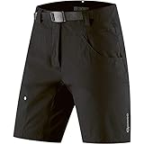 Gonso Mira, Kurze Damen Fahrradhose, 2in1 Bikeshorts mit Stretcheinsatz über dem Gesäß, Einknöpfbare Radunterhose mit Relax Gel Comfort Sitzpolster, Weite Passform, PFC-Frei, Schwarz, Gr: 46