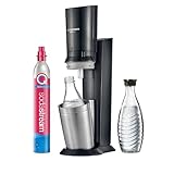 SodaStream Wassersprudler CRYSTAL 3.0 mit Quick-Connect CO2-Zylinder| inkl. 2x 0,8L CRYSTAL Glasflasche | Farbe: Titan