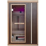 Dewello® Infrarotkabine Infrarotsauna Melville 135x105 für 1-2 Personen aus Hemlockholz und Walnussholz, Vollspektrumstrahler, Bodenstrahler, LED-Farblicht, Bluetooth