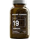 ORGANIC ELEMENTS – Kurkuma Kapseln – 120 vegane Kapseln für Gelenke und Verdauung – hochdosiertes Curcuma-Pulver mit 720 mg mit Curcumin und allen weiteren wesentlichen Pflanzenstoffen